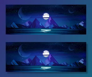 夜晚的海洋月亮和星星闪耀图片