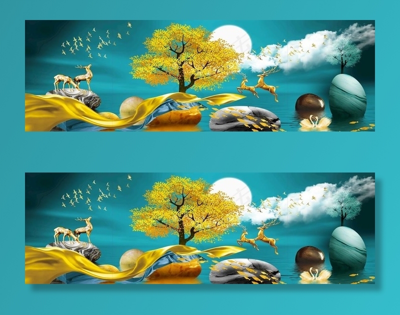 麋鹿装饰画图片