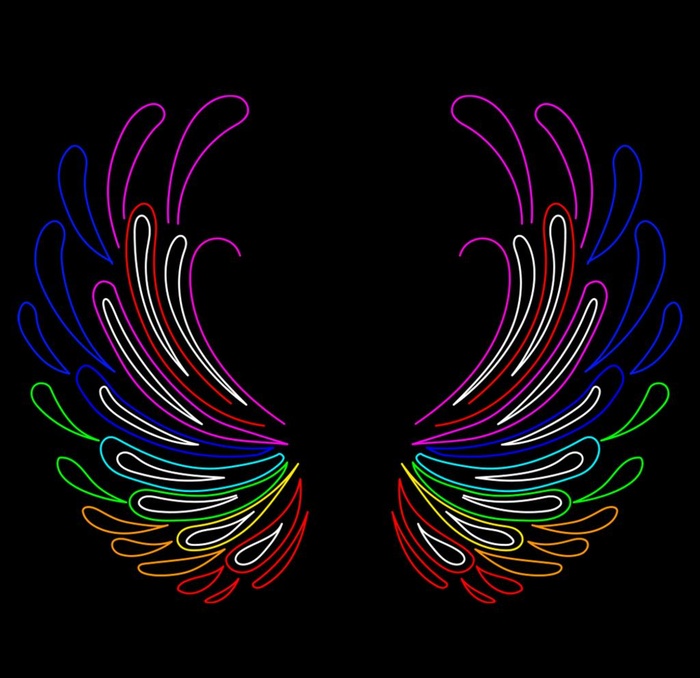 矢量AI线稿网红墙打卡霓虹翅膀图片