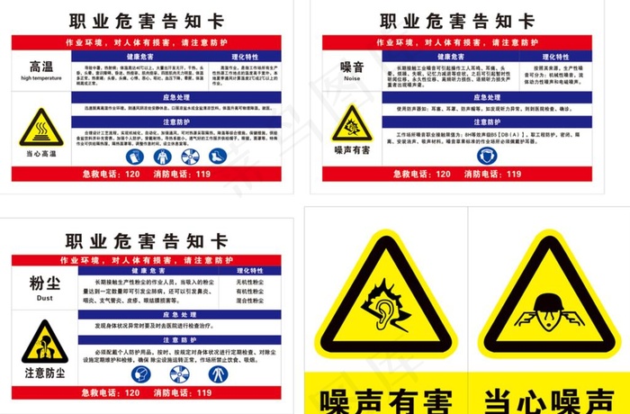 职业危害告知卡图片cdr矢量模版下载