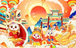 兔年春节插画图片