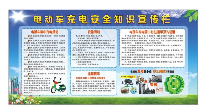 电动车充电安全图片cdr矢量模版下载