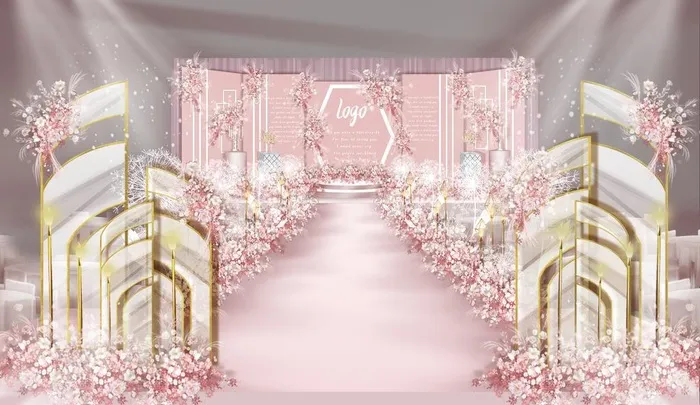 浪漫粉色婚礼效果图图片(2361x1439)psd模版下载