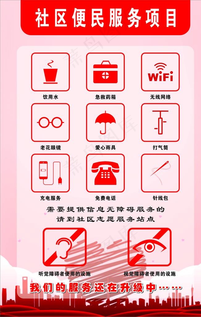 社区便民服务项目图片cdr矢量模版下载