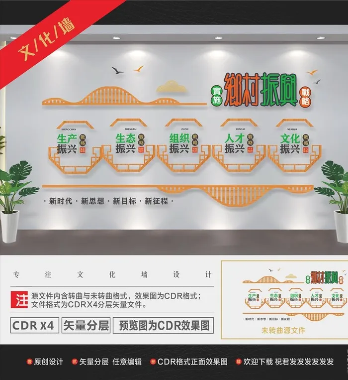 乡村振兴文化墙图片cdr矢量模版下载