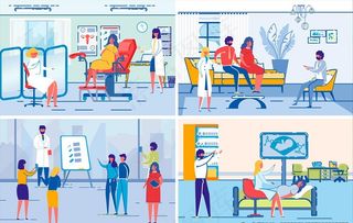 医院体检插画图片