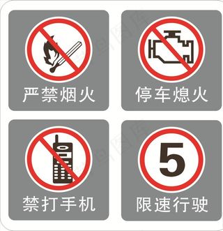 严禁烟火 停车熄火 禁打手机图片