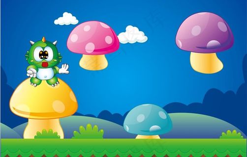 蘑菇   草地   卡通图片