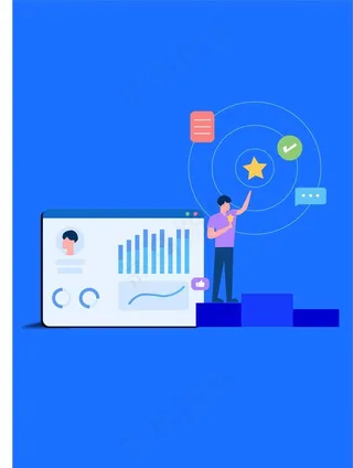 商务办公扁平化人物讲解展示矢量图片