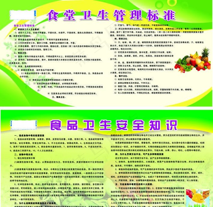 食品卫生安全知识 食堂卫生管理标准图片cdr矢量模版下载