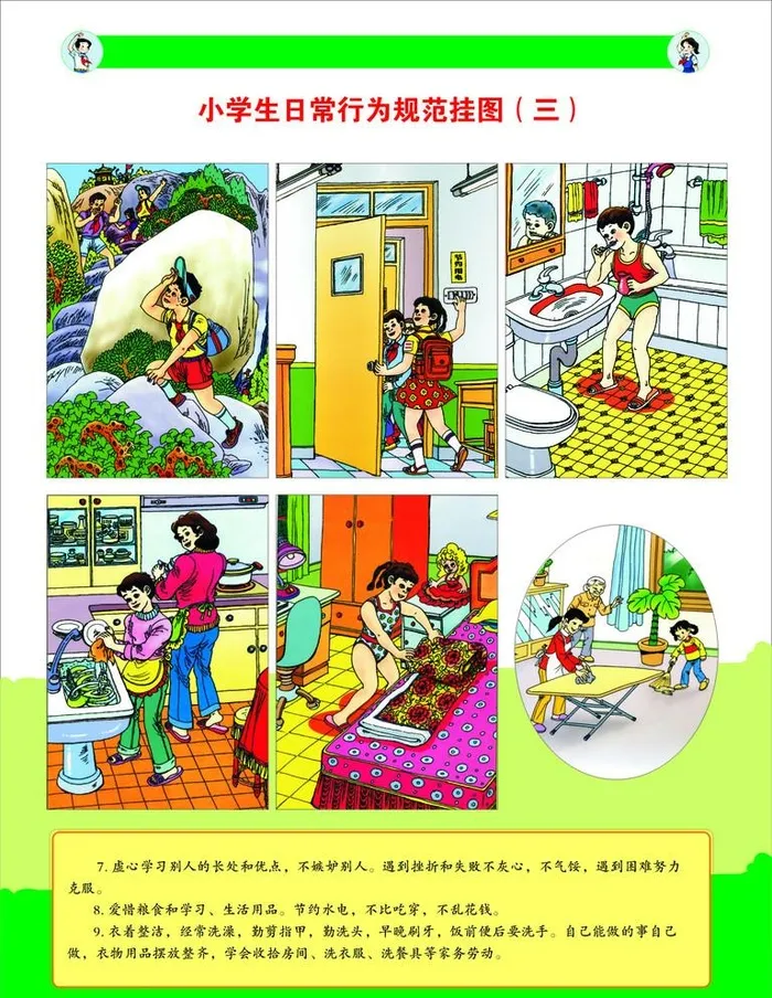 小学生日常行为规范挂图3图片cdr矢量模版下载