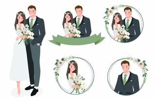 ai矢量婚礼人物图片