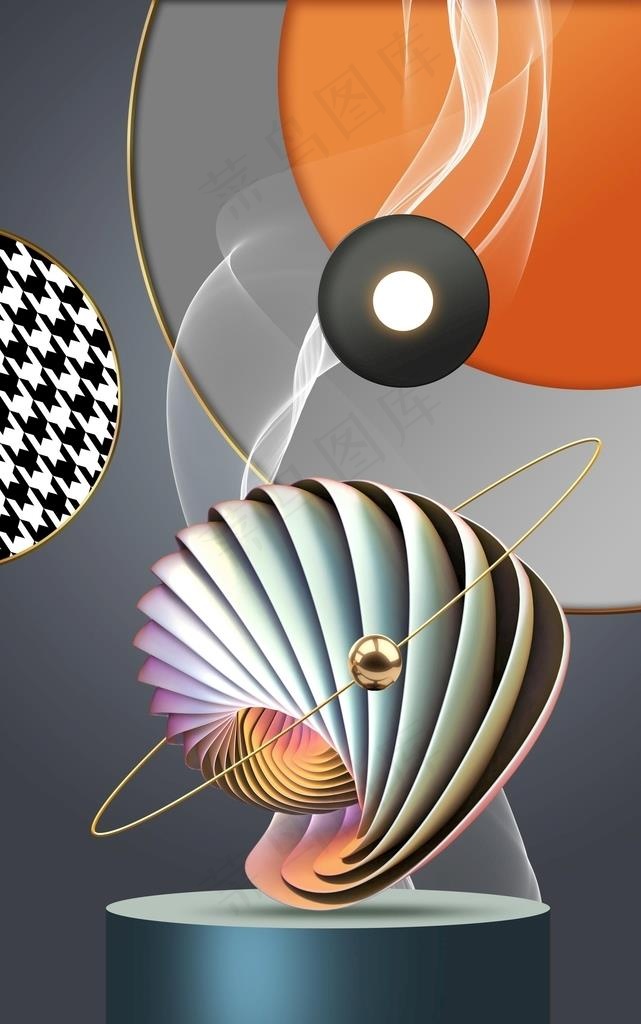 抽象立体几何装饰画玄关图片