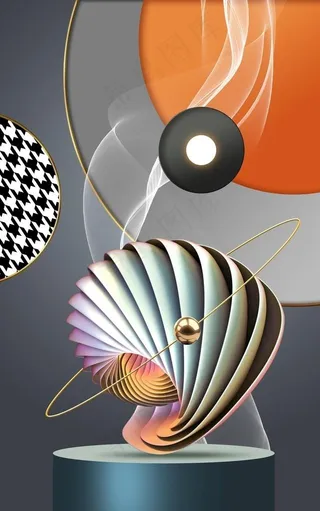 抽象立体几何装饰画玄关图片