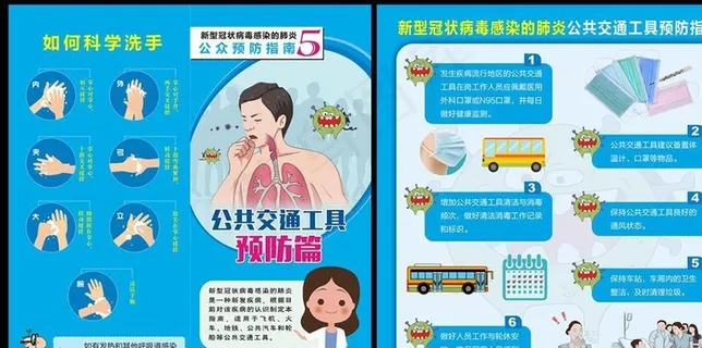 新冠病毒公共交通预防指南对折页图片