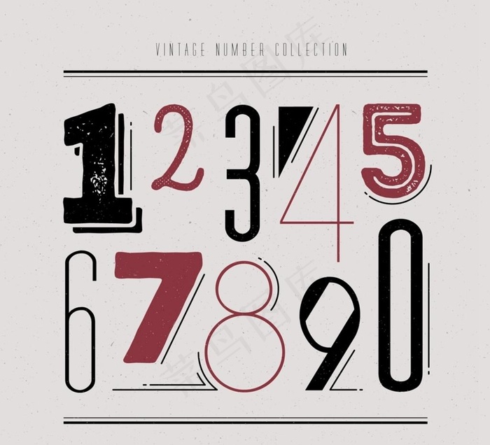复古做旧数字矢量图片