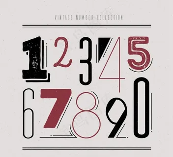 复古做旧数字矢量图片
