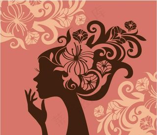 花纹女子剪影矢量素材图片