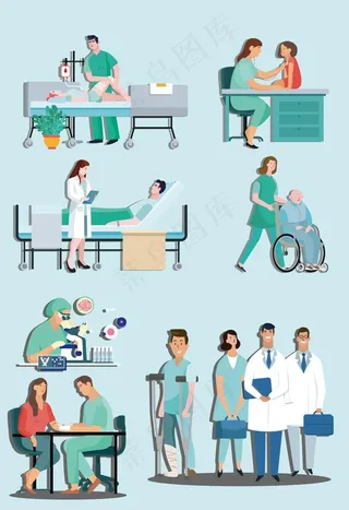 AI矢量手绘医生医院元素图片