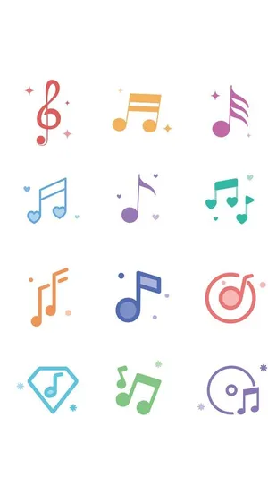 手绘小清新多彩音符音乐图标图片 手绘小清新多彩音符音乐图标图片