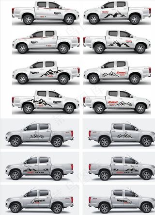 皮卡车身拉花图片