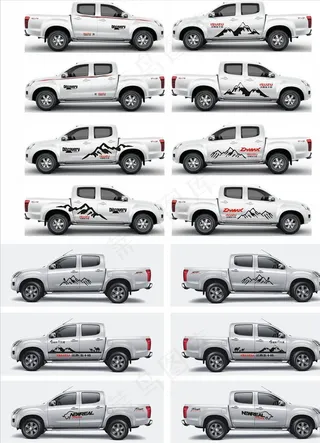 皮卡车身拉花图片