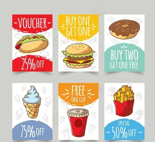 快餐食品促销卡片图片