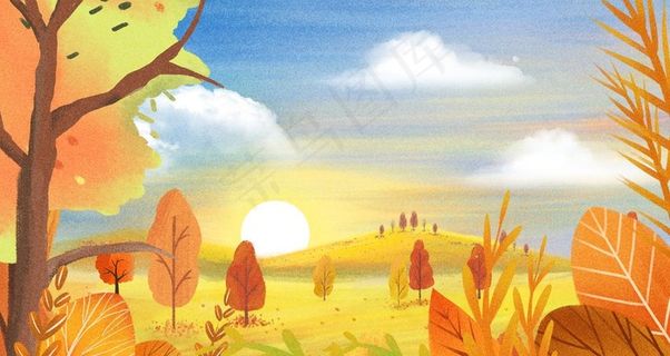 秋日美景休闲温馨噪点插画图片