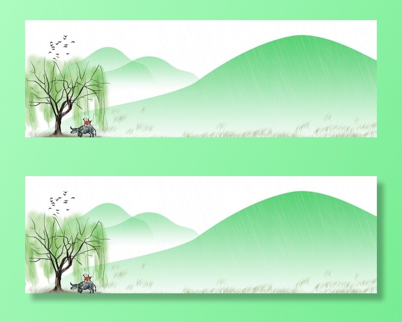 青山柳树背景图片