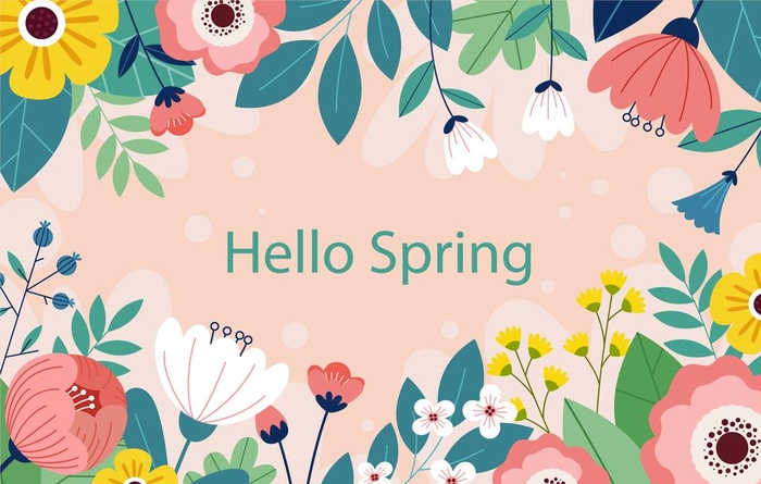 spring春天花朵盛开矢量图片