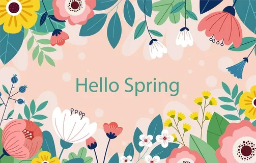 spring春天花朵盛开矢量图片