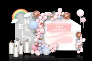 马卡龙粉色气球派对宝宝宴图片