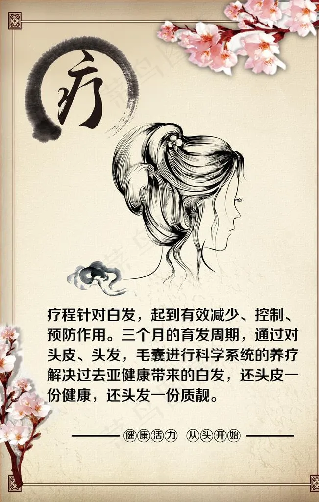 疗  头疗的功效  古典边框图片psd模版下载