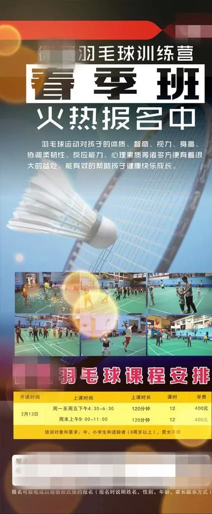 春季羽毛球培训班展架图片cdr矢量模版下载