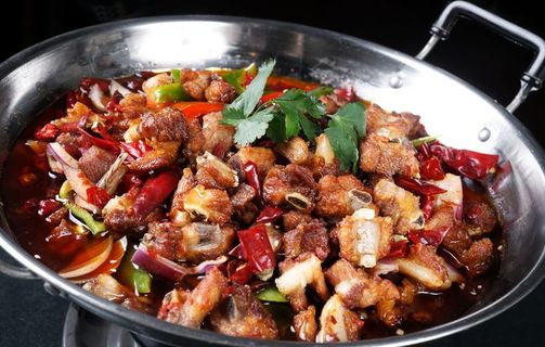 热干锅排骨图片