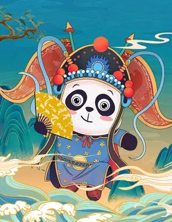 国潮风熊猫手绘插画图片 国潮风熊猫手绘插画图片