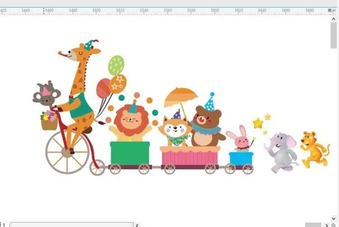 卡通长颈鹿骑车小火车文化墙动物图片