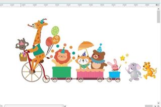 卡通长颈鹿骑车小火车文化墙动物图片