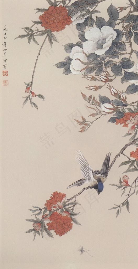 陈之佛国画 花荫觅食图片