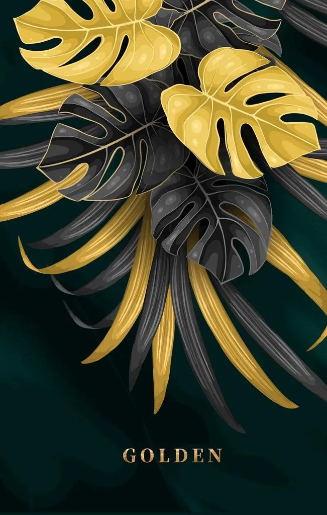 金色植物花草装饰挂画图片(2362x3543)