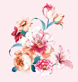 数码印花水彩花抽象花卉水彩花图片