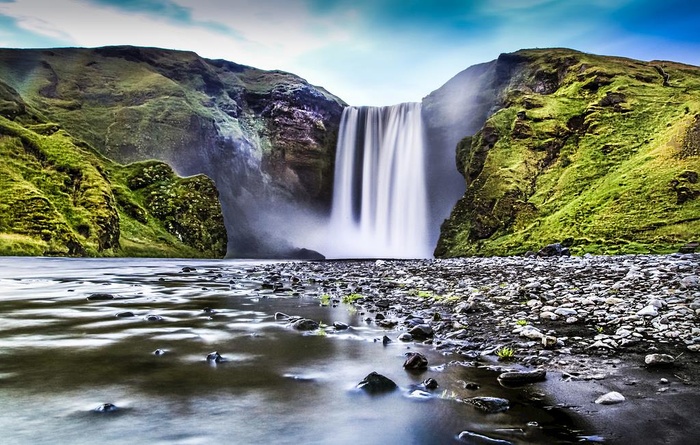 瀑布 溪水 流水 森林 小溪 图片