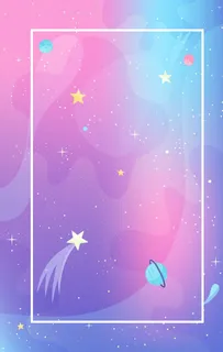 粉色星空渐变少女卡通背景素材图片 粉色星空渐变少女卡通背景素材图片