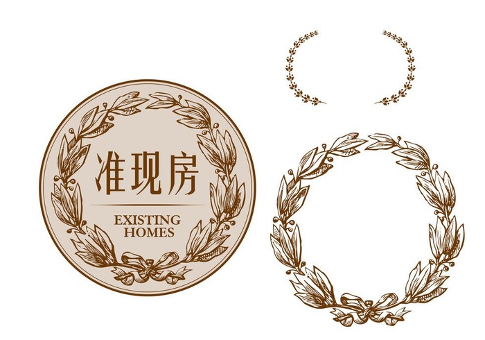 麦穗 圆形花纹图片ai矢量模版下载