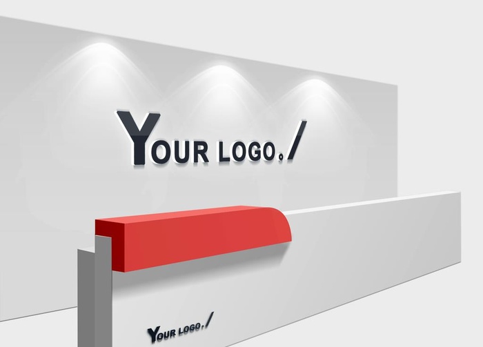 形象墙LOGO展示样机图片(2083x1563)psd模版下载