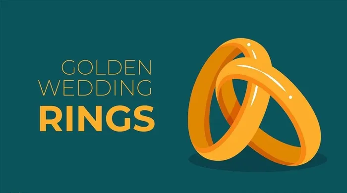 金色结婚戒指图片