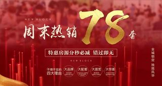 地产周末热销红金大屏图片