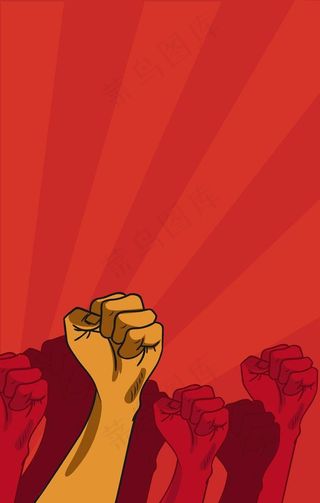 拳头团结卡通海报背景素材图片