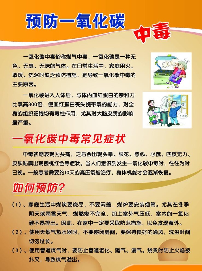预防一氧化碳中毒展板图片(2386x3307)psd模版下载