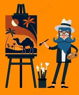 画沙漠图的男子图片